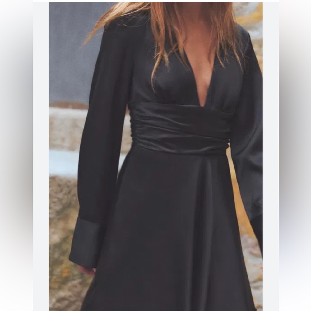 BNWT ZARA SATIN BLACK DRESS